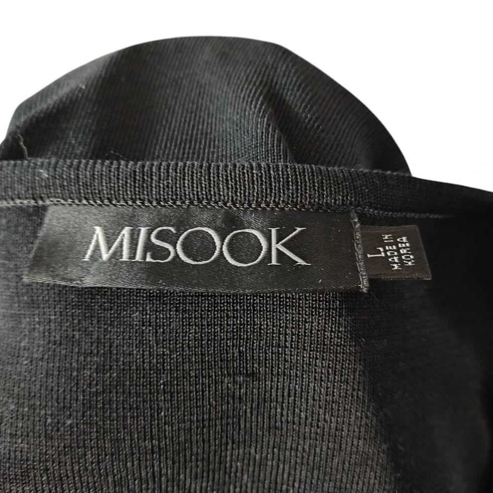 Misook Black Sleeveless Knit Sheath Dress Scoop Neck Midi LBD Career Work Size L - Picture 6 of 7